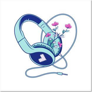 Heart Headphones Posters and Art